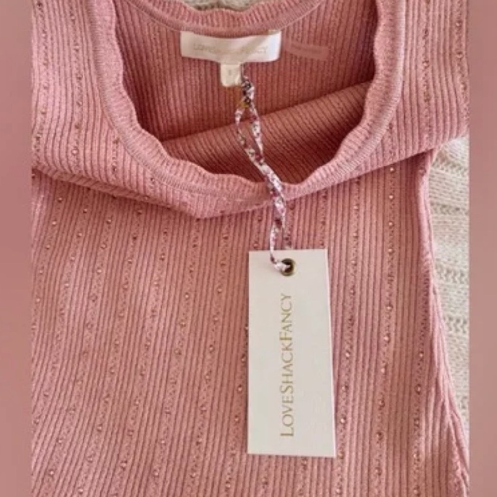 LoveShackFancy Maryanne Crystal Knit Mini Dress In PINK CHAMPAGNE, brand new. - Picture 2 of 7